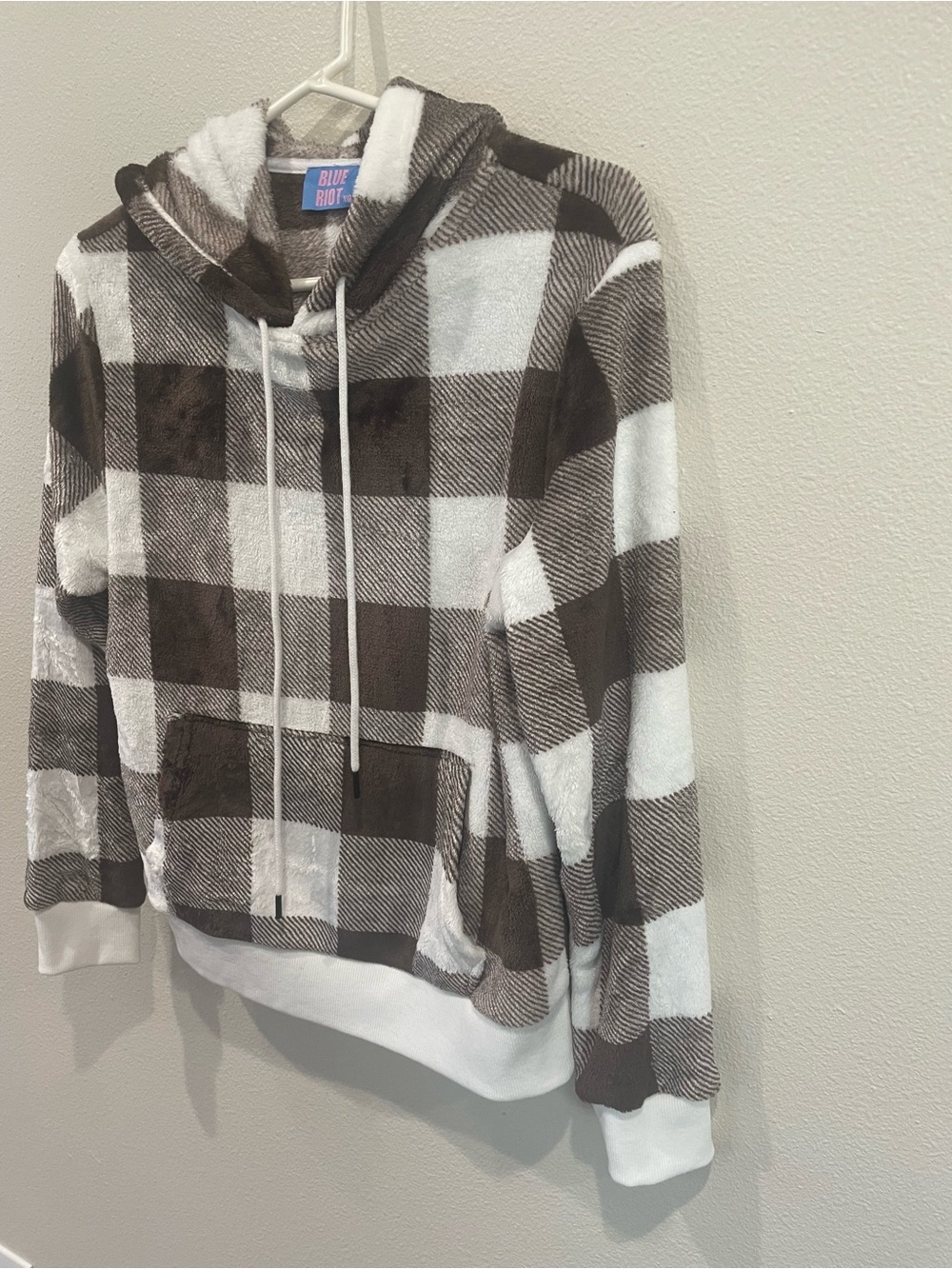 XO Blue Riot Cozy Plaid Hoodie Sweatshirt